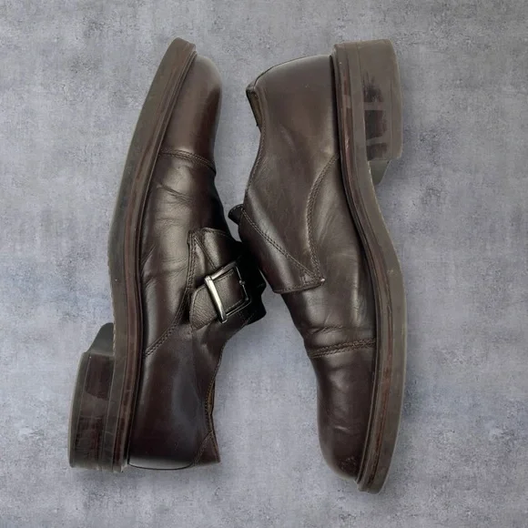 GH Bass & Co Brown Leather Monk Strap Oxford Shoes Sz: 11M - Picture 4 of 10